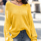 Full Size Lace Up V-Neck Long Sleeve Sweater