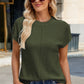 Exposed Seam Round Neck Short Sleeve Sweater