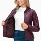 YMI Faux Layered Double-Zipper Jacket with Fuzzy Hood