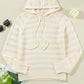 Openwork Drawstring Long Sleeve Hooded Knit Cover Up