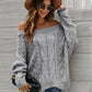 Cable Knit Openwork Off-Shoulder Sweater