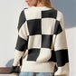 Double Take Full Size Checkered Dropped Shoulder Cardigan