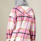 Drawstring Plaid Dropped Shoulder Hooded Shacket