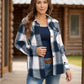 Full Size Pocketed Plaid Collared Neck Shacket