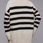 Slit Striped Round Neck Sweater