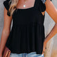 Full Size Ruffled Square Neck Cap Sleeve Blouse