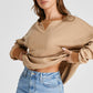 Waffle-Knit Long Sleeve Sweatshirt