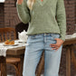 V-Neck Dropped Shoulder Long Sleeve Sweater