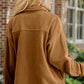 Collared Neck Long Sleeve Fleece Shacket