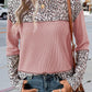 Leopard Waffle-knit Long Sleeve T-Shirt