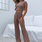 Round Neck Short Sleeve Top and Pants Set