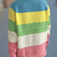 Color Block Round Neck Long Sleeve Sweater