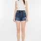 Kancan Raw Hem Button Fly Denim Shorts