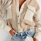 Houndstooth Button Up Long Sleeve Jacket