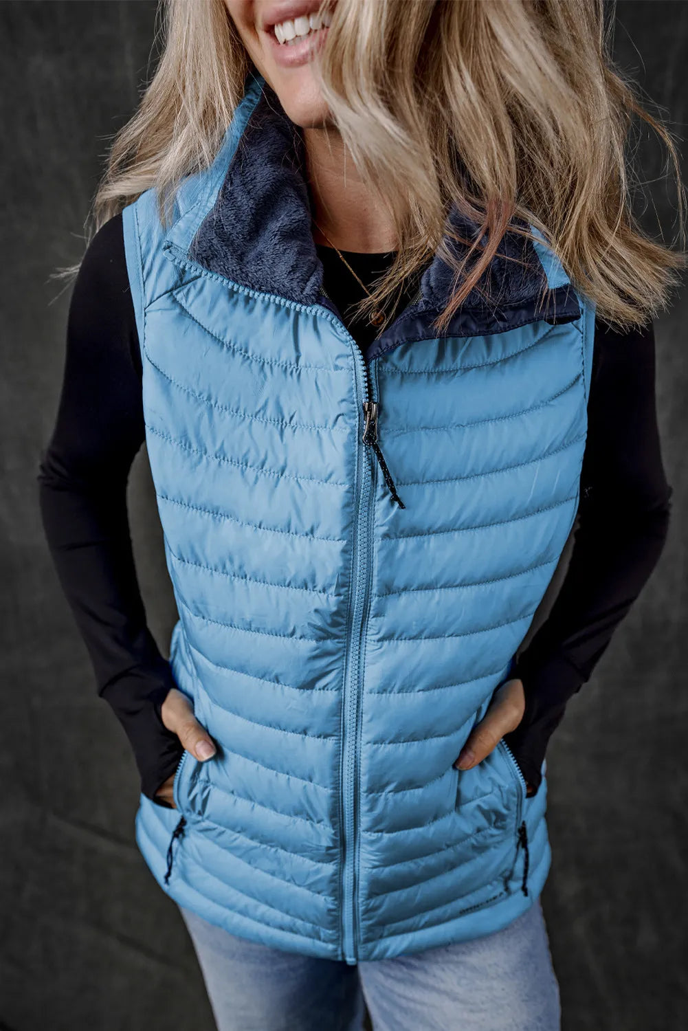 Pocketed Zip Up Vest