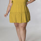 Plus Size V-Neck Frill Trim Mini Dress