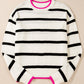 Striped Round Neck Drop Shoulder Sweater