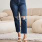 RFM Full Size Tummy Control Distressed High Waist Raw Hem Jeans