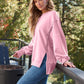 Slit Round Neck Long Sleeve Sweatshirt