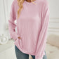 Slit Round Neck Long Sleeve Sweatshirt