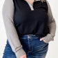 Plus Size Waffle-Knit Half Snap Long Sleeve Shirt