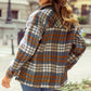 Plaid Collared Neck Jacket with Chest Pockets