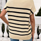 Striped Mock Neck Short Sleeve Sweater