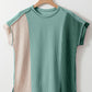 Color Block Round Neck Short Sleeve T-Shirt