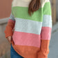 Color Block Round Neck Long Sleeve Sweater