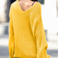 Full Size Lace Up V-Neck Long Sleeve Sweater