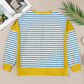 Striped Round Neck Long Sleeve Sweatshirt