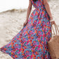 Slit Printed Cap Sleeve Maxi Dress