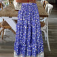 Full Size Tiered Printed Elastic Waist Skirt