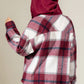 Drawstring Plaid Dropped Shoulder Hooded Shacket