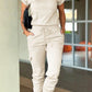 Round Neck Short Sleeve Top and Drawstring Pants Set