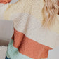 Color Block Round Neck Long Sleeve Sweater