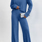 Mock Neck Dropped Shoulder Top and Pants Set