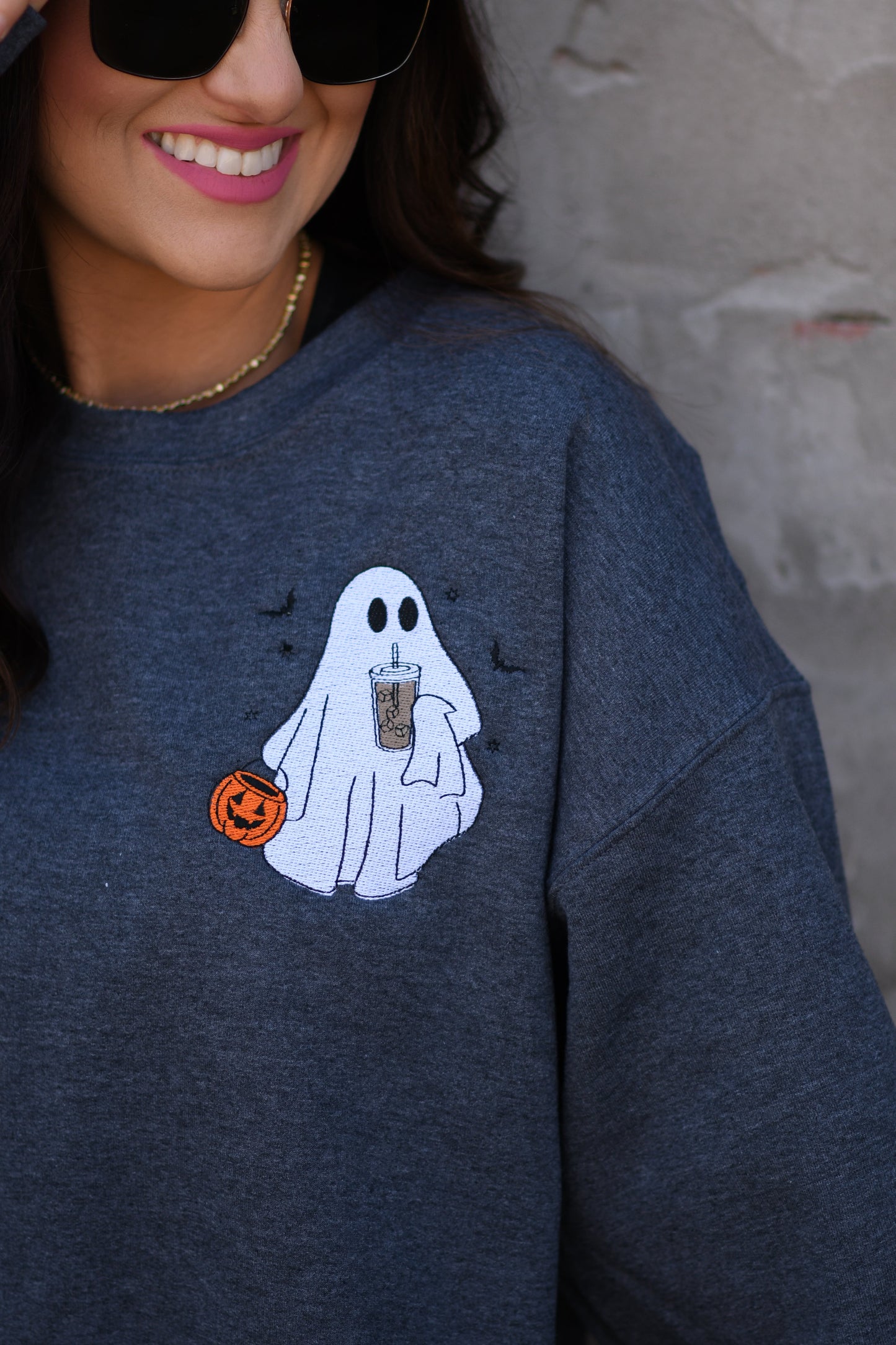 Iced Coffee Ghost Embroidered Sweatshirt