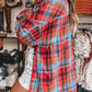 Plaid Collared Neck Long Sleeve Shirt