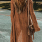 Openwork Open Front Long Sleeve Cardigan