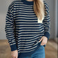 Striped Mock Neck Long Sleeve Sweater