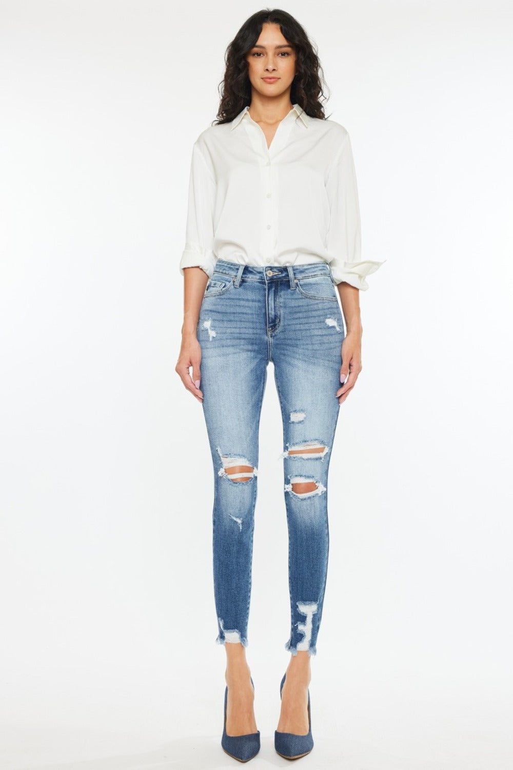 Taylor Kancan High Rise Frayed Ankle Skinny Jeans