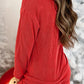 MERRY Round Neck Long Sleeve Top and Shorts Lounge Set