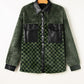 Pocketed Checkered Collared Neck Snap Down Jacket