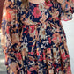 Plus Size Smocked Printed Long Sleeve Dress