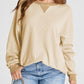 Waffle Knit Round Neck Long Sleeve T-Shirt