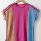 Color Block Round Neck Short Sleeve T-Shirt