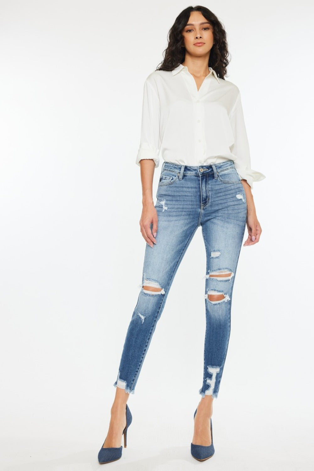 Taylor Kancan High Rise Frayed Ankle Skinny Jeans