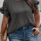 Plus Size Ruffled Round Neck Short Sleeve Blouse