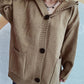 Dropped Shoulder Long Sleeve Hooded Cardigan